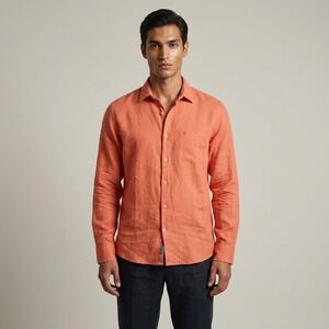 Linen Club Studio Mens Contemporary Fit Linen Cotton Blend Button Up Shirt 42cm